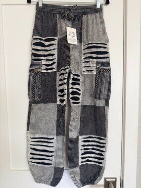 Rising International patchwork jogger style harem pants
